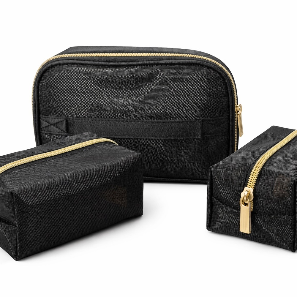 Black Travel Toiletry Bag Set